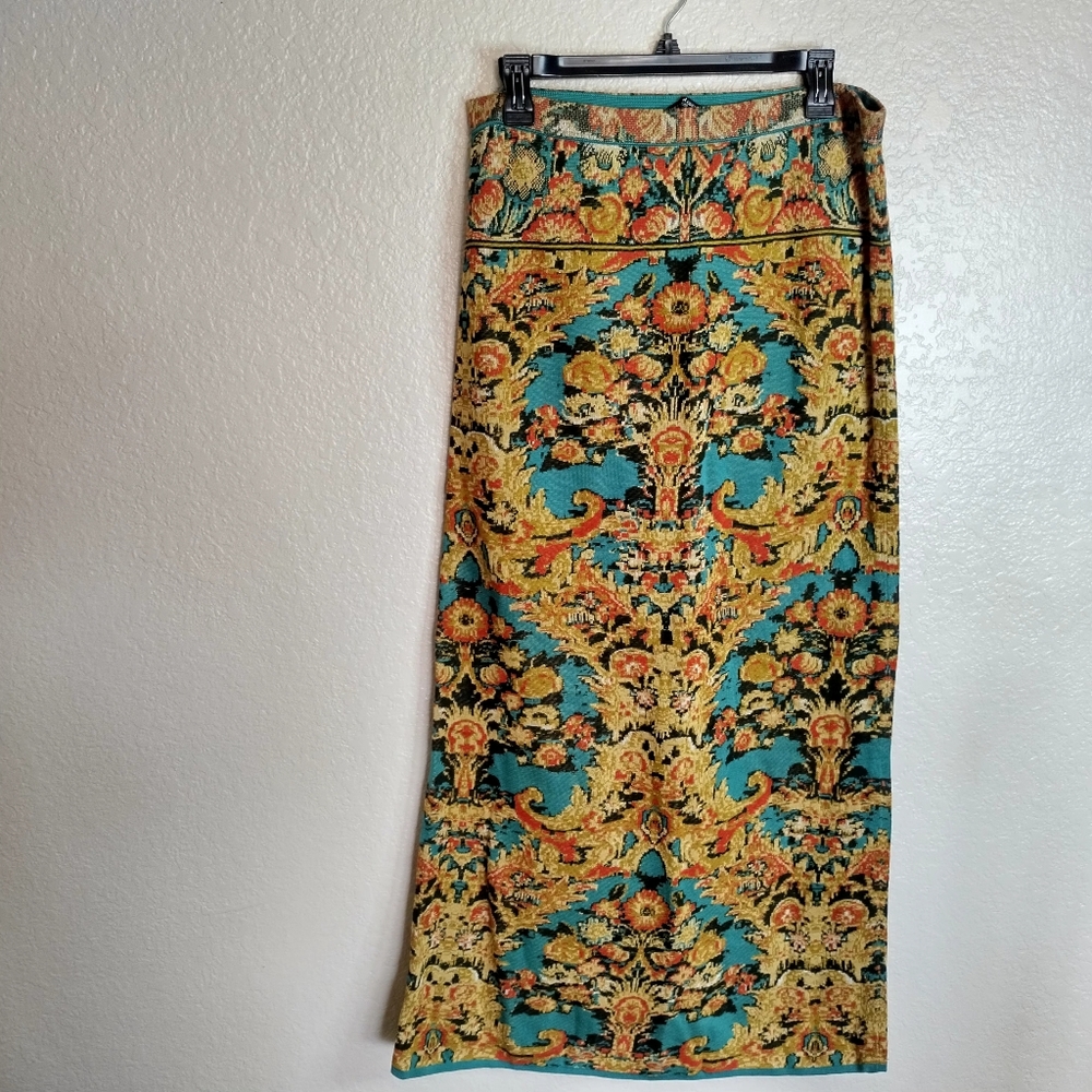 Peruvian Connection Prima Cotton Maxi Pencil Abstract Skirt Sz L